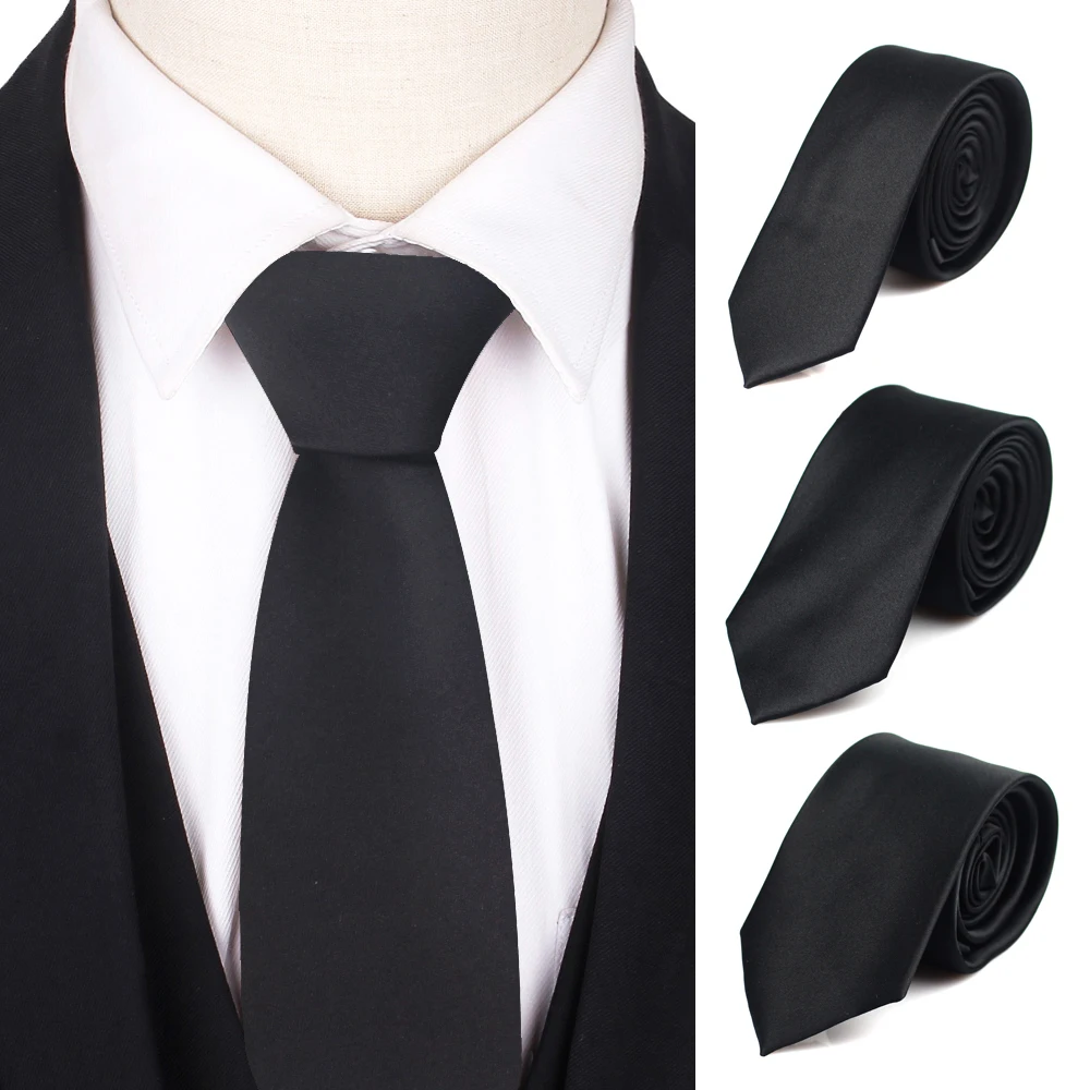 

Черный галстук для мужчин и женщин, повседневные Костюмы, однотонный галстук, тонкие мужские галстуки для бизнеса, свадьбы, тонкие мужские г...