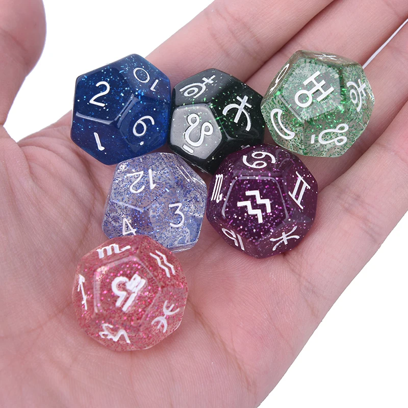 3 Pieces Divine Dice Acrylic 12 Sides 6 Colors 20*20mm With The Twelve Constellations Wholesale | Спорт и развлечения