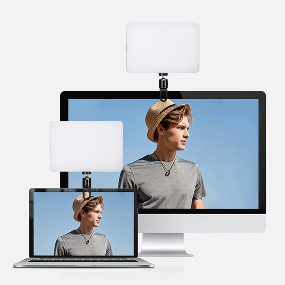 

Dimmable LED Video Light Panel Photography Lighting 3200k-6000k Fill Lamp for PC Camera YouTube Stream with Stand for Computer