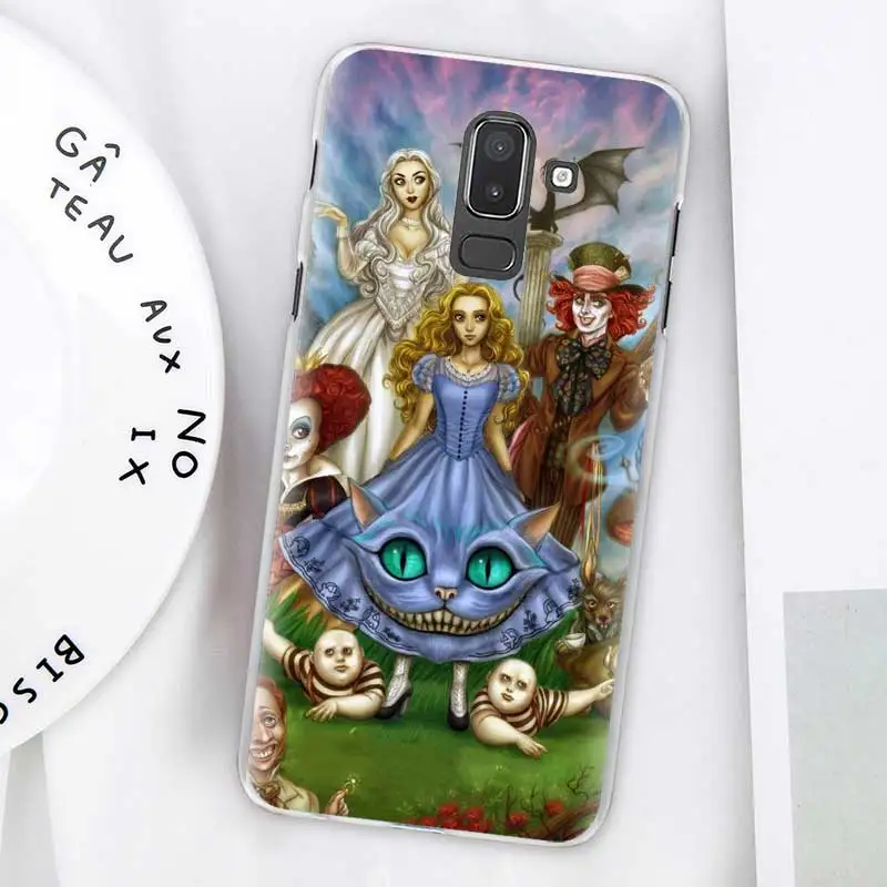 Чехлы Alice in Wonderland Cat для samsung Galaxy J4 Plus J6 Plus J8 J3 J5 J7 J5 Prime, Жесткий Чехол