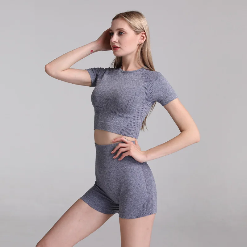 

Seamless Yoga Set Fitness Suit Women Workout Clothes for Women Slim Fit 2PCS Top Short Set Gym Sportwear Exercise Sport Clothing