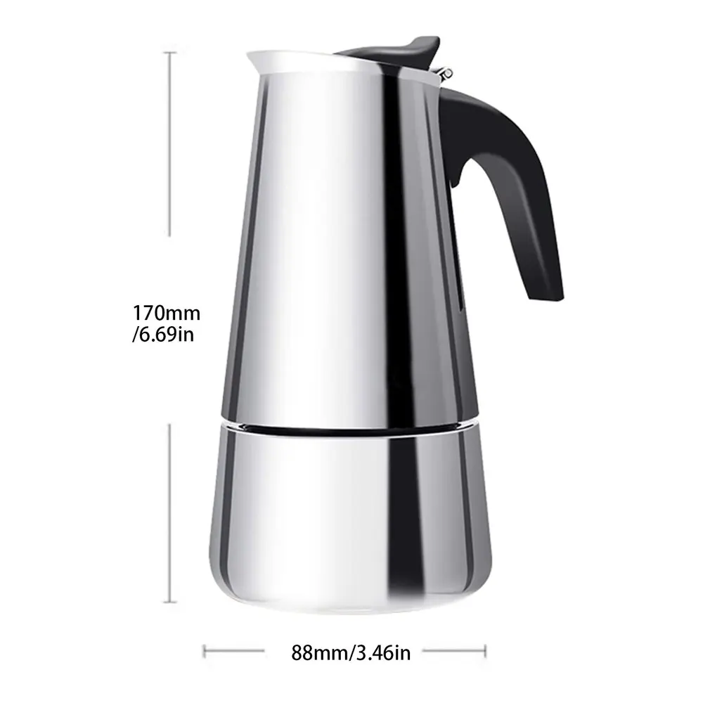 

200/300/450ml Moka Coffee Pot Espresso Latte Percolator Stove Coffee Maker Espresso Pot Percolator Stainless Steel Coffee Tools