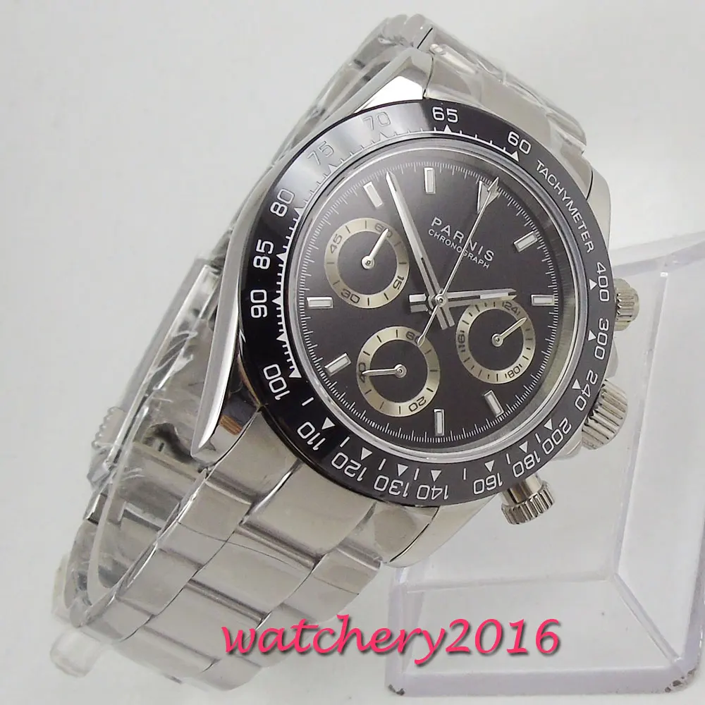 Часы наручные Parnis Мужские кварцевые с хронографом брендовые Роскошные