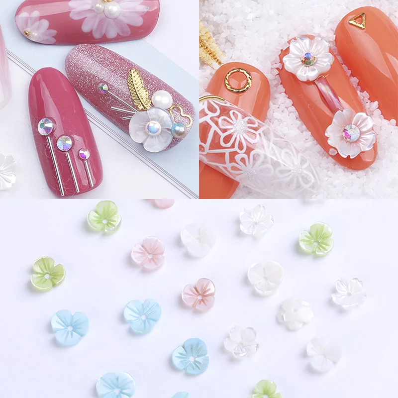 1 шт. лепесток формы ногтей Seashell Цветок белый розовый синий цвета DIY 3D украшение