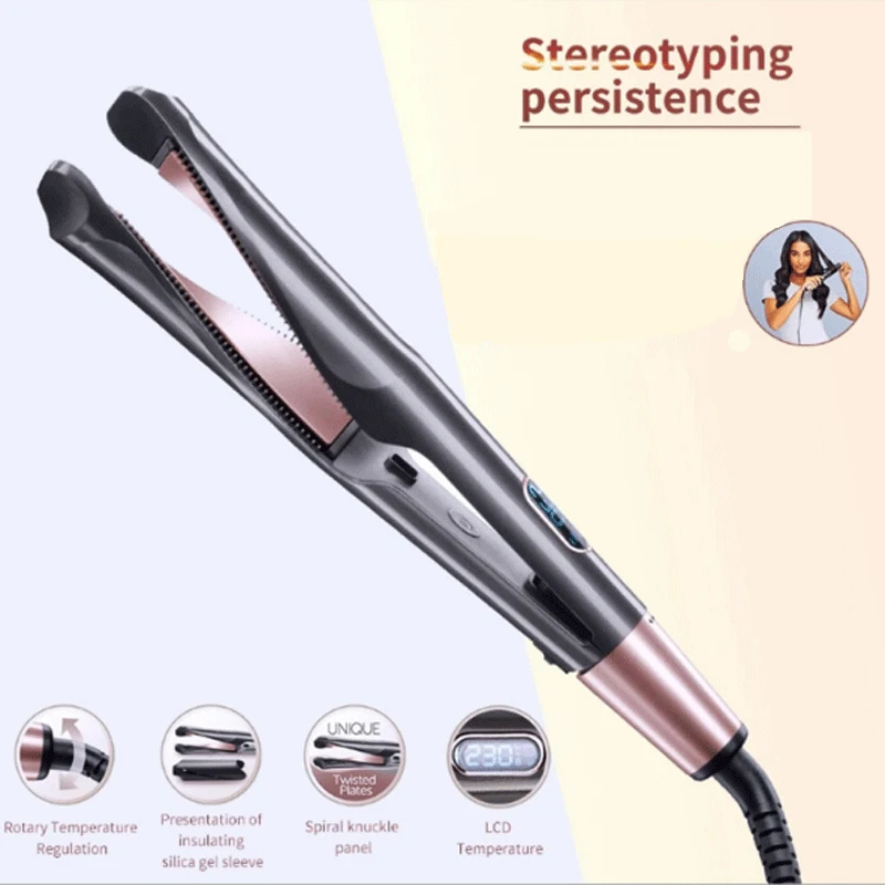 

Ihongsen Professional Ceramic 2 in 1 Spiral Curling Clamp Tooth Comb Curling Iron For Straight & Curling Hair