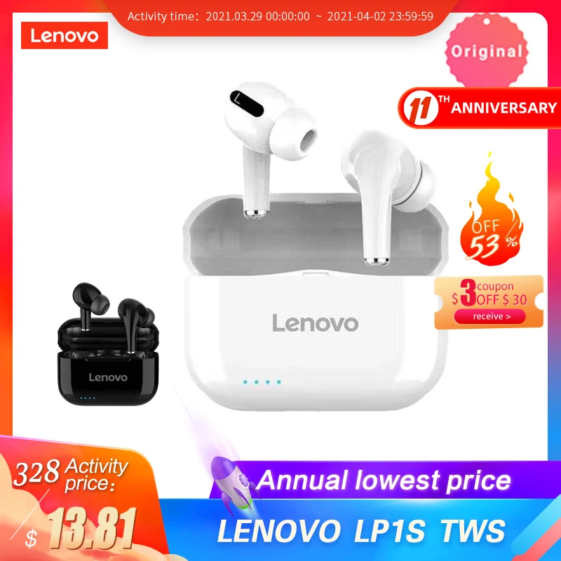 

Lenovo LP1S TWS Bluetooth Earphone Sports Wireless Headset Stereo Earbuds HiFi Music With Mic LP1 S For Android IOS Smartphone