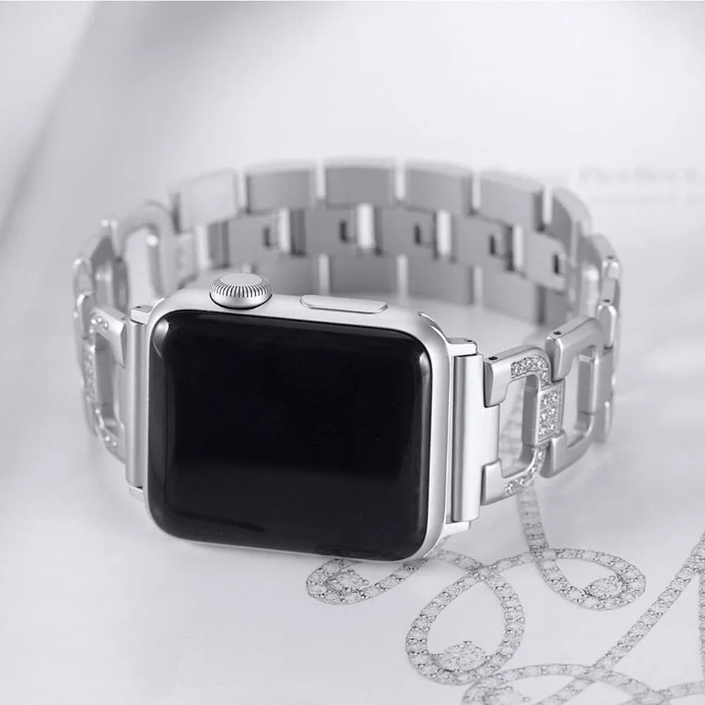 Ремешок металлический для Apple Watch Series 6/5/4/3/2/7 серебристый 38/41 мм | Наручные часы