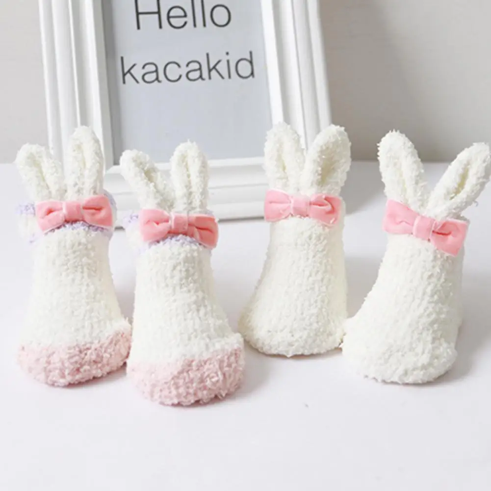 Soft Cotton Child Socks Cute Rabbit Animal Baby Girl Boy Warm Coral Fleece Stretch Anti-slip Floor Stockings Christmas Gift | Детская