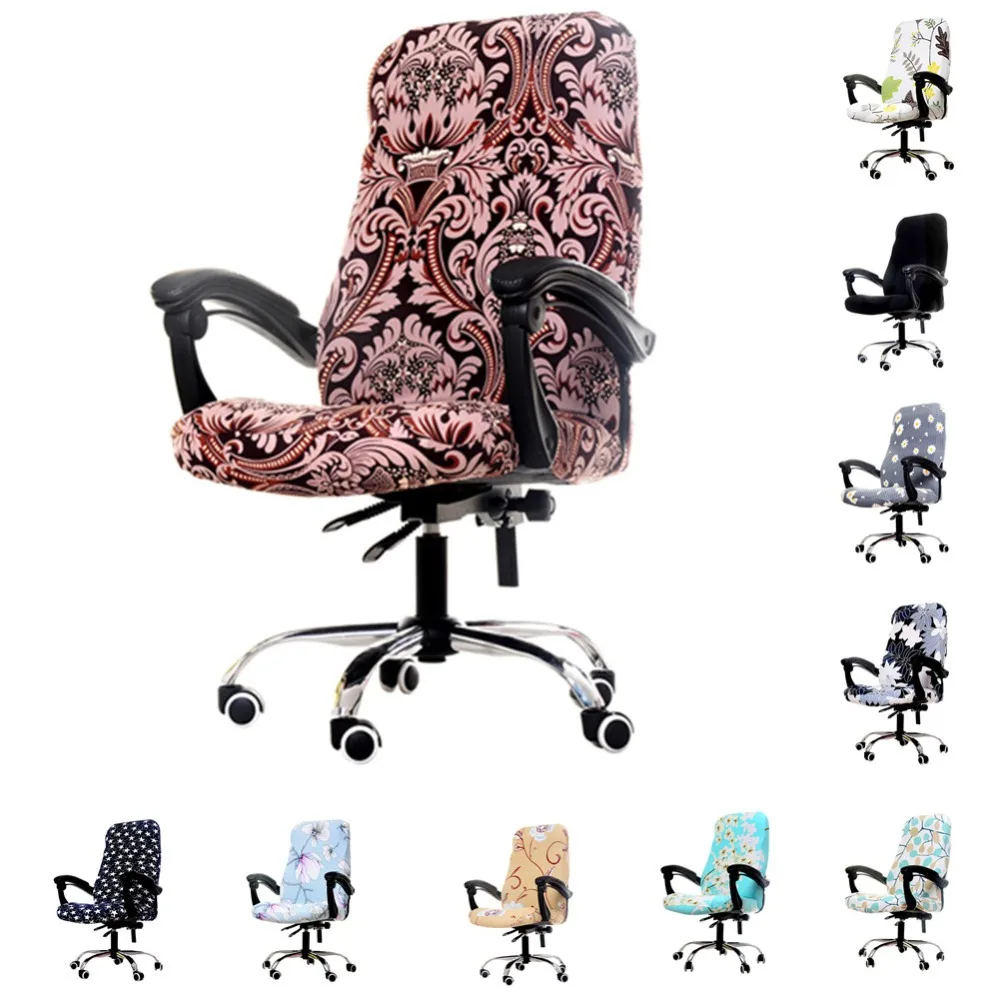 Вращающийся офисный чехол из искусственного спандекса с принтом эластичный для