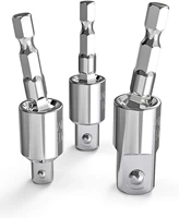 3pcs power drill sockets adapter sets 360 rotatable hex shank driver socket adapter 14 38 12 impact driver adapter