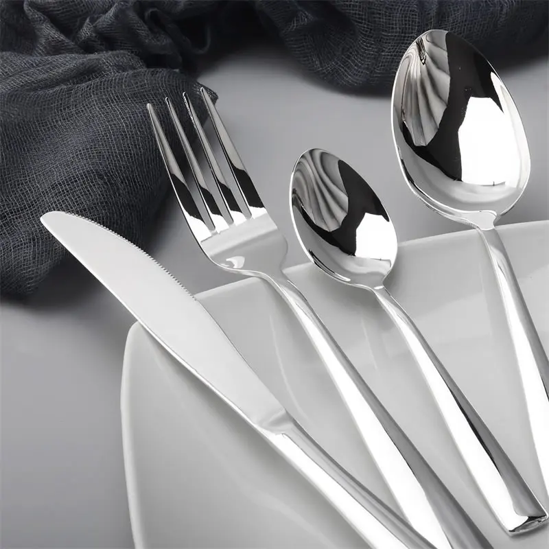 Посеребренный Обеденный набор столовые приборы из нержавеющей стали кухонная
