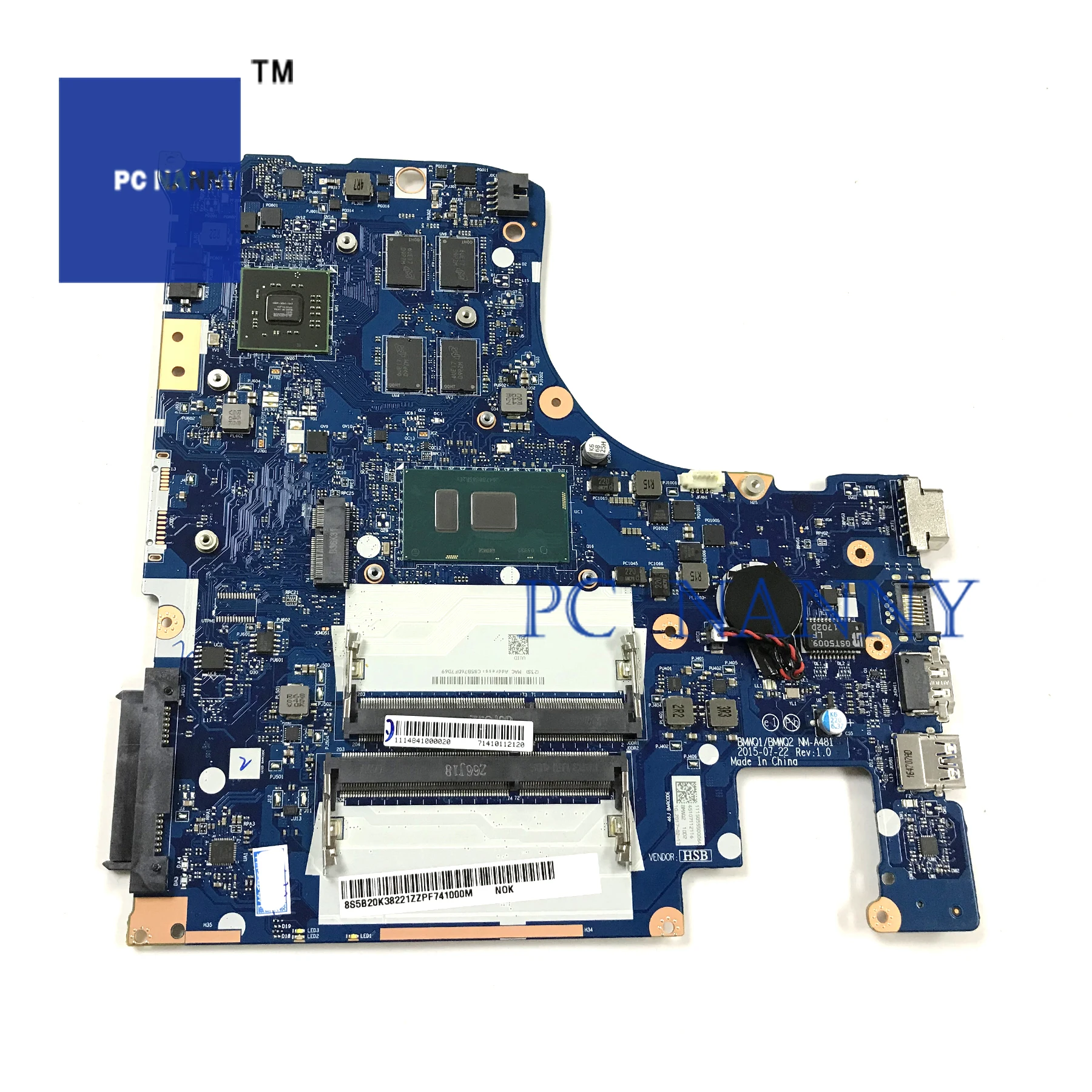 PANANNY для lenovo IdeaPad 300 15ISK материнская плата ноутбука 5B20K38221 NM A481 I3 6100U