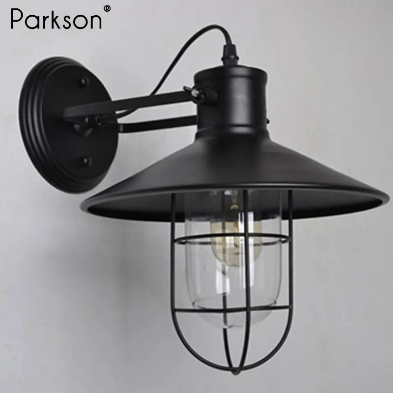 Лофт Декор стекло промышленный Железный Настенный светильник американский