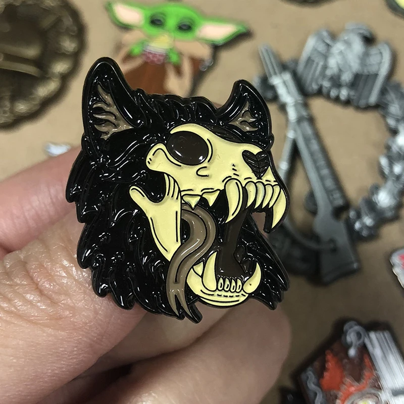 Эмалированная брошь в виде головы волка кровавая дикая природа набор брошей