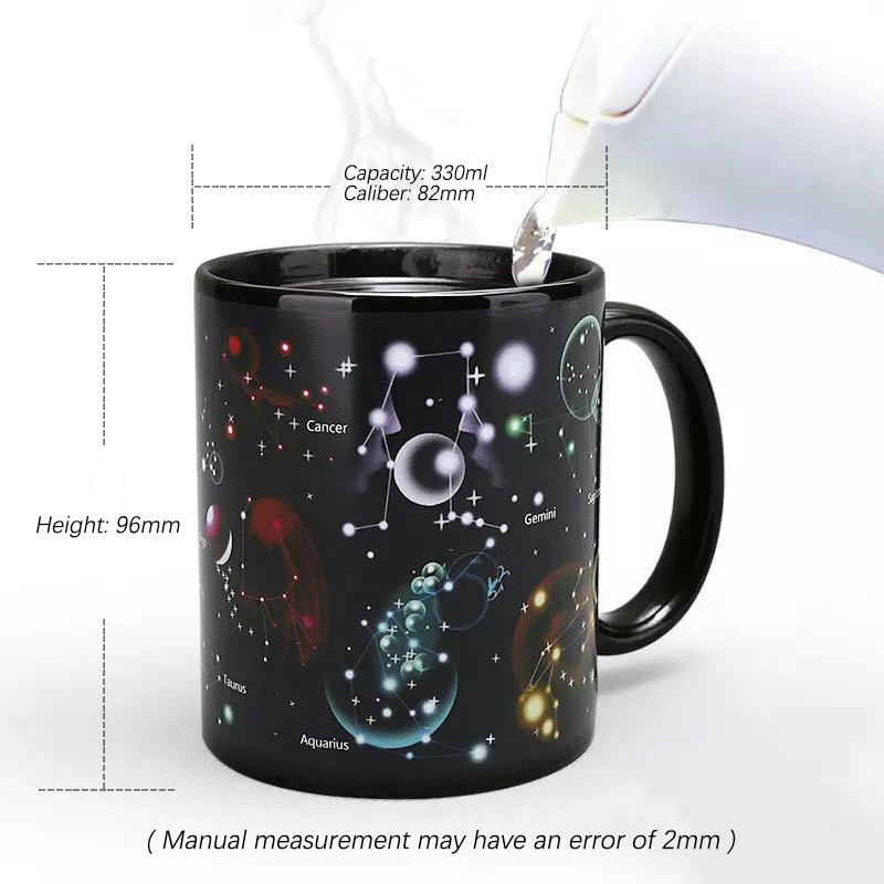 Internaul Creative Ceramic Mug Color Changing Mug Heat Revealing Coffee Cup Friends Gift Student Breakfast Tumbler Star images - 6