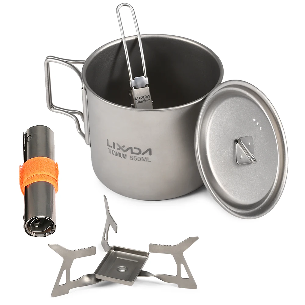 Lixada 4 шт. набор посуды для кемпинга из титана с 550 мл кружка воды складная
