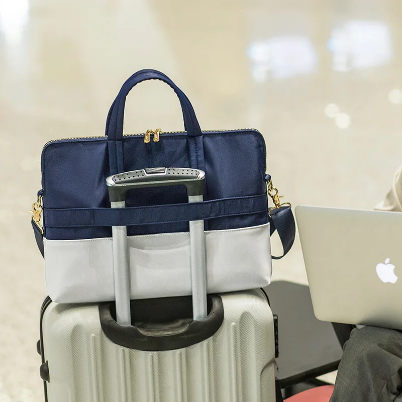 Portable Briefcases Women Travel Shoulder Bags Laptop Protection Handbags Office Document Organizer Storage Pouch Accessories