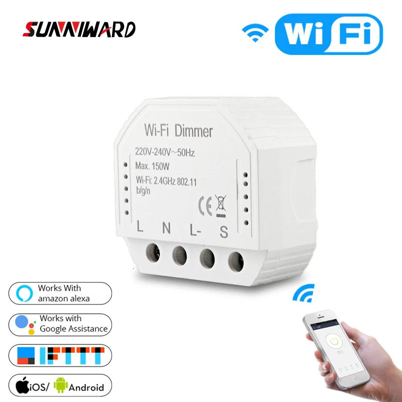 Интеллектуальный Wi-Fi светильник, излучающий Dimer переключатель Smart Life/приложение Tuya, дистанционное управление 1/2, и Alexa Echo Google Home