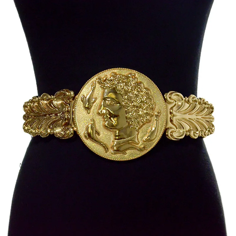 

Golden Lion Head Waist Belts Fashion Women's Metal Wide Waistband Female Luxury Girdle Brand Designer Elastic Belt Cinturon