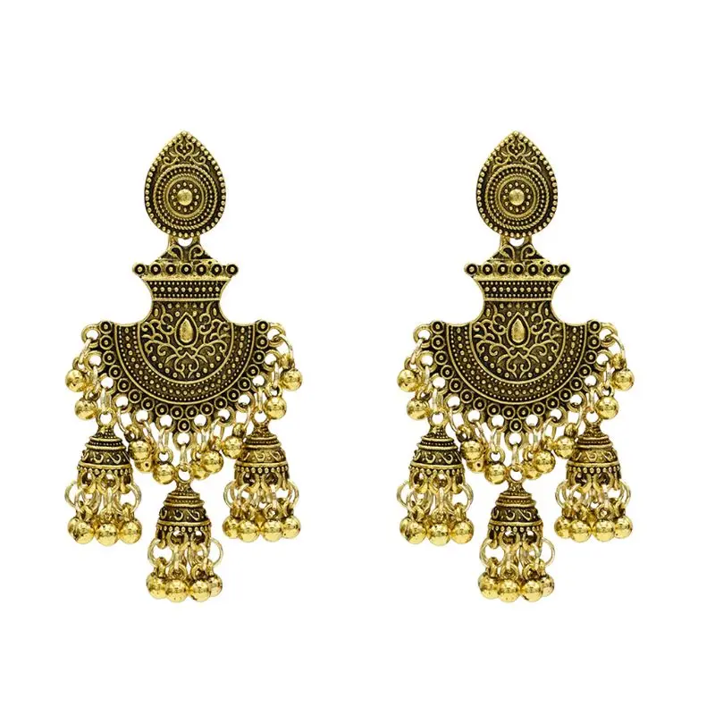 8 Ретро Индийский Болливуд кундан Jhumka Jhumki Висячие серьги цыганские модные ювелирные изделия - Окраска металла: 8