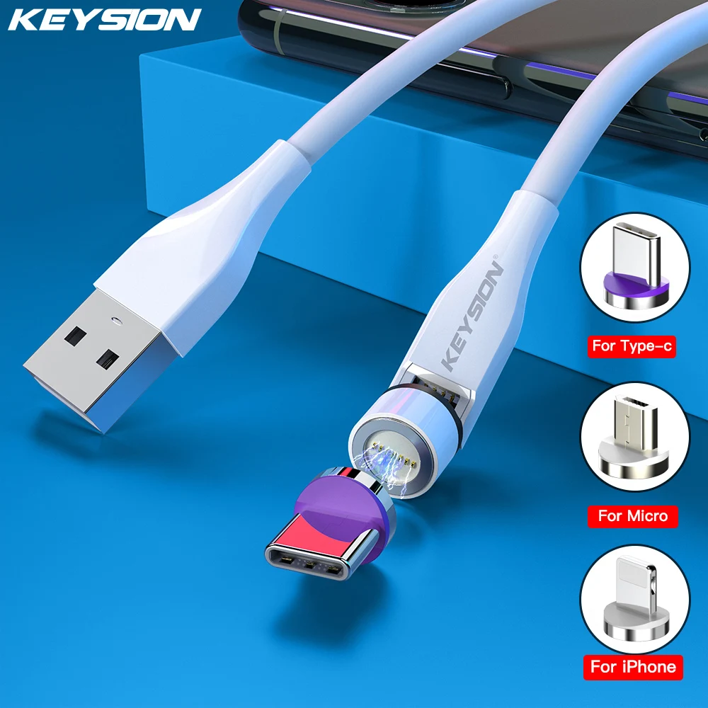 Магнитный кабель KEYSION 3A TypeC для быстрой зарядки Xiaomi Huawei Micro USB Samsung iPhone игровой