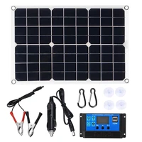 15w solar panel 12v battery charger kit 50a controller for caravan van boat dual usb