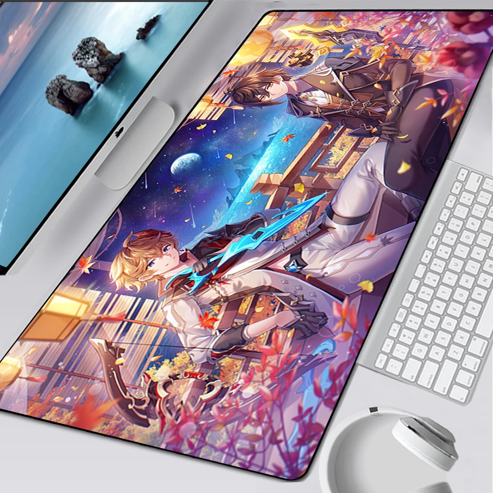 

Large Gaming Mouse Pad Computer Mousepad Gamer Mouse Mat Laptop Mausepad Genshin Impact Tartaglia Carpet Keyboard Mat Desk Pad