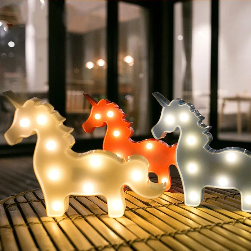 

LED Night Light Animal Table Lamp Unicorn Giraffe Novelty Gifts Colorful Cartoon Ornaments Home Lighting Decor Battery Powered