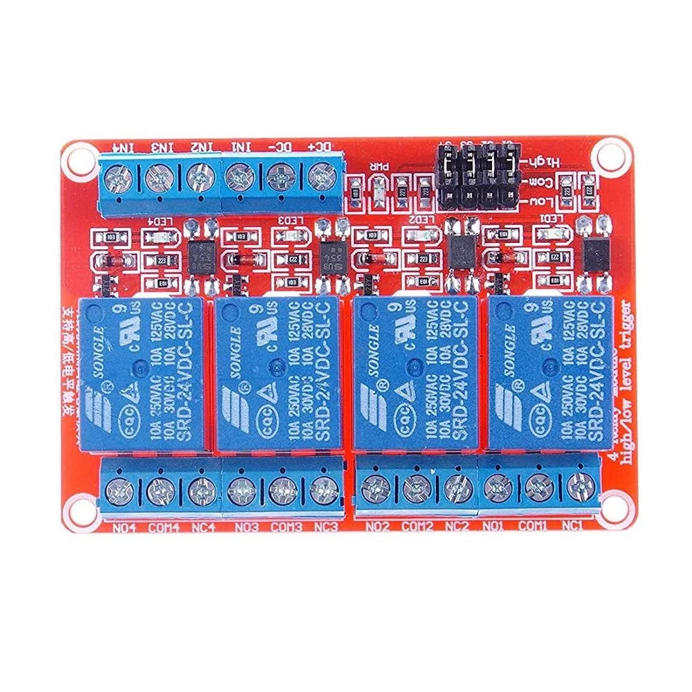 1pcs 4 Channel 5V 12V 24V Relay Module Board Shield With Optocoupler Support High and Low Level Trigger 1-4 Way 4 channel relay module with optocoupler relay output 5v 12v 4 way relay module control panel for arduino