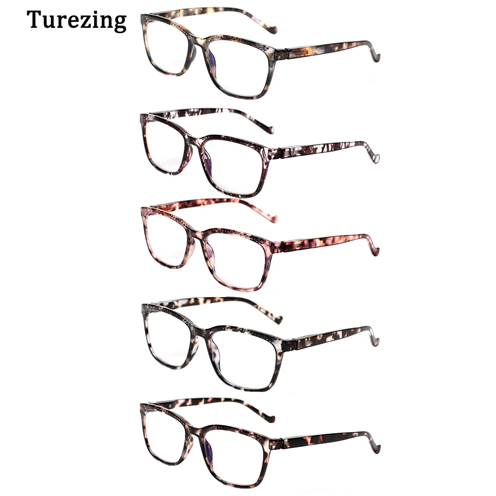 

Turezing 5 упаковок прямоугольные очки для чтения с пружинным шарниром для мужчин и женщин удобные Рецептурные очки с диоптриями 0-+ 6,0