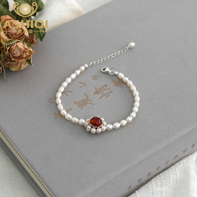 

Женский браслет из серебра 925 пробы с натуральным пресноводным жемчугом ASHIQI