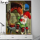 Алмазная 5d картина Санта-Клаус, вышивка сделай сам с изображением животных, лошадей, вышивка крестиком, квадратная Круглая Мозаика, подарок для настенного крепления