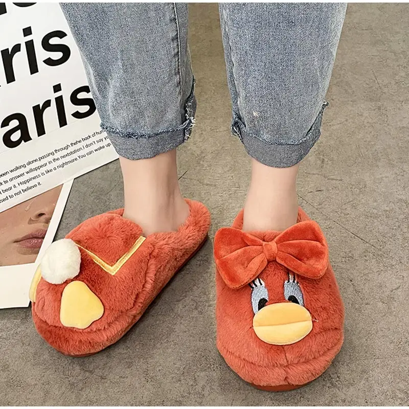 

Мультяшные тапочки, зимняя женская хлопковая обувь, красивые теплые плюшевые домашние тапочки для спальни, женские напольные тапочки 2022, ми...