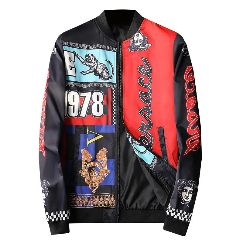 

Large Size M-5XL 2022 New Boutique Fashion Printing Mens Casual Stand Collar Jacket Luxury Delay Stage Coat Male