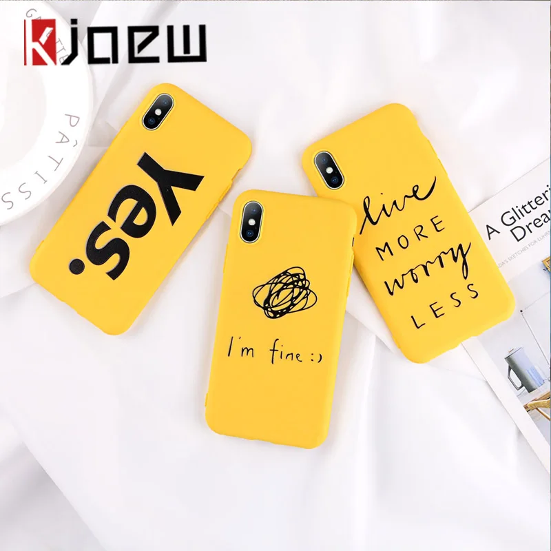 Чехол для телефона KJOEW для iPhone 11 Pro Max 6 6S 7 8 Plus X XR XS MAX Милая мультяшная борода да буква Желтая Мягкая ТПУ задняя крышка Couqe
