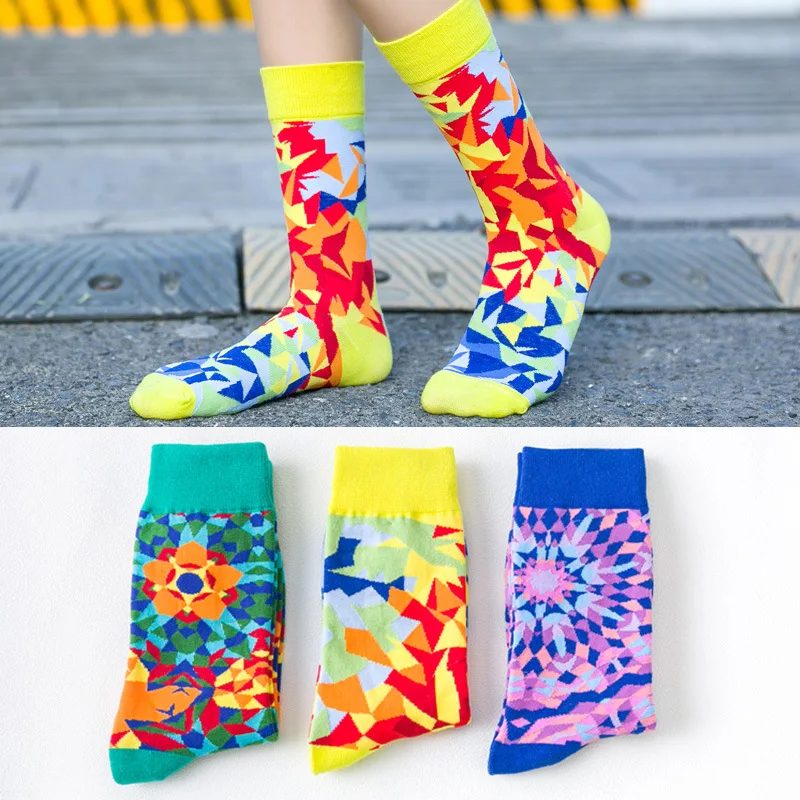 

3 Pairs Fashion New Happy Funny Socks Women Colorful Crazy Cartoon Amazing Socks Cotton Girls High Socks Cool Fancy Sox