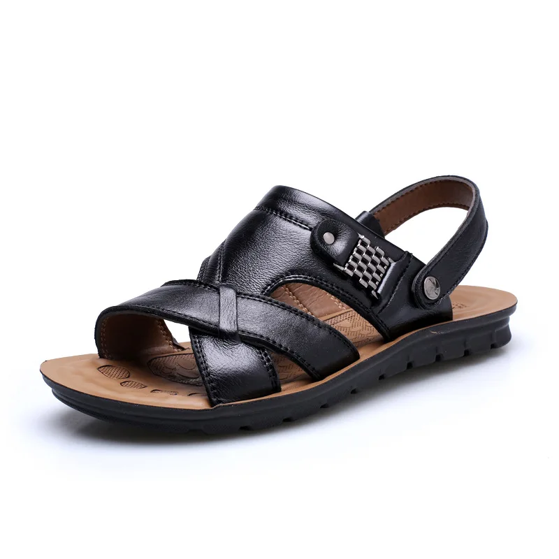 

Spring new men's sandals leather 37-47 beach shoes large casual sandals Sapatos masculinos breathable men shoes