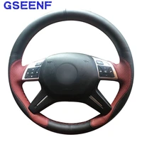 for mercedes benz gl350 ml350 car steering wheel cover hand stitched wearable black wine red genuine leather