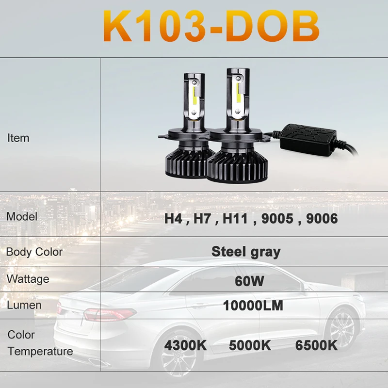 Автомобильные светодиодные фары 9005 led h7 h4 h11 h8 hb3 hb4 лампы 6000k 5000k 4300k комплект фар 12