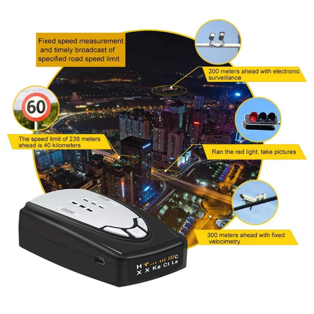 Автомобильный радар Скорость детектор 360 тестер 16 Band автомобиля Антирадары