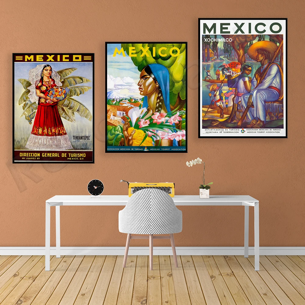 Фото Мексиканский винтажный постер для путешествий винтажное настенное искусство