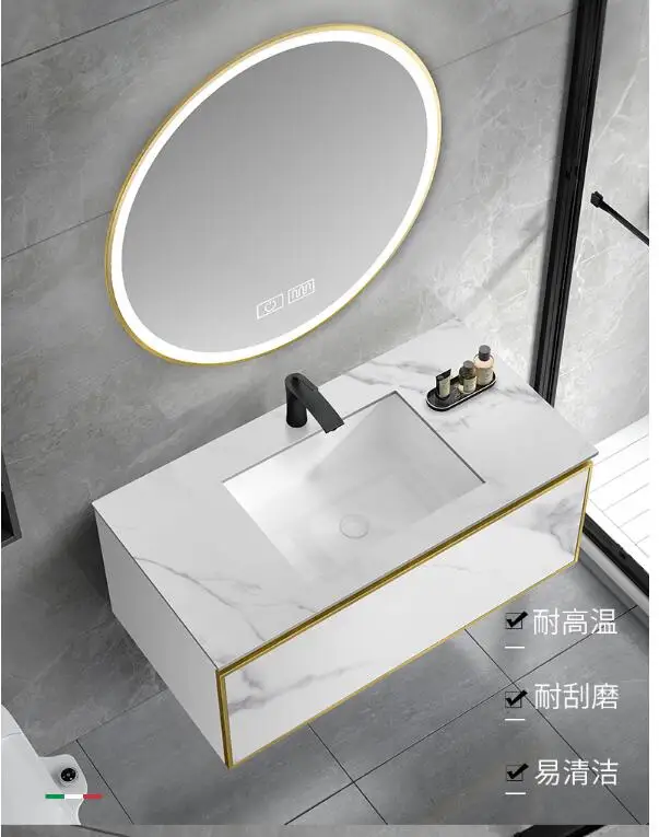 大したこと 18 ディスカウント ロックボード浴室キャビネットコンビネーションスマート洗面バスルームシンプルなライト高級スタイル現代手洗面台 ミラーキャビネット