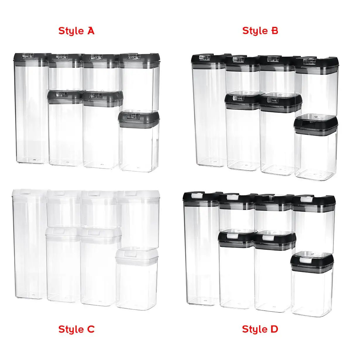 

7Pcs Plastic Food Storage Container Jar Set with Lid Kitchen Bulk Sealed Cans Refrigerator Multigrain Tank Container for Cereal
