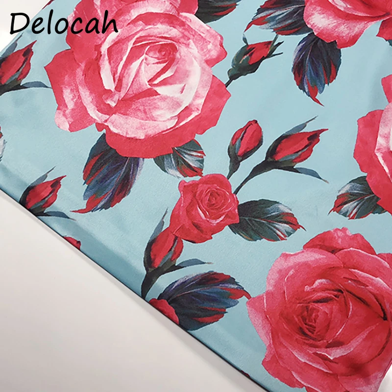 

Delocah Women Summer Fashion DesignerParty Mini Dress 3/4 Sleeve Floral Print Ladies Elegant Casual A-Line Dresses vestidos