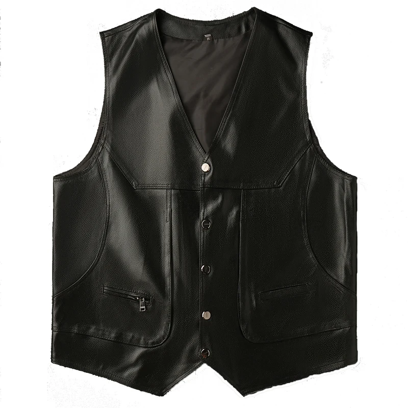 2021 Men's First Layer Cowhide Vest Spring and Autumn Outdoor Leisure Handsome | Мужская одежда