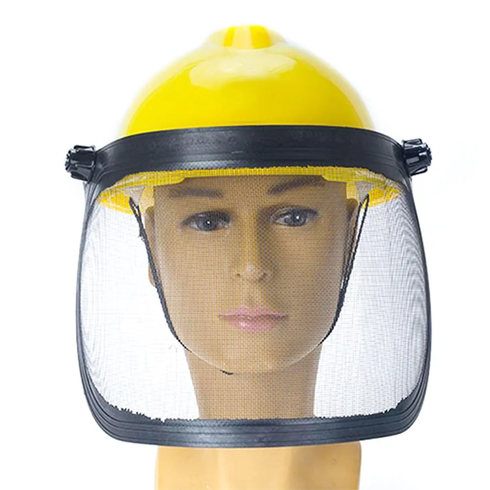 

Full Face Mesh Grass Trimmer Helmet Outdoor Protective Mask Metal Visor Workplace Garden Ear Defenders 180 Degrees Adjustable