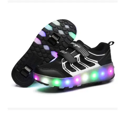 Photo Color 5 Heelys/модная детская обувь для мальчиков с USB, светодиодный светильник, Детские кроссовки с двумя колесами, детские роликовые коньки, светящаяся обувь для девочек - Цвет: Photo Color 5