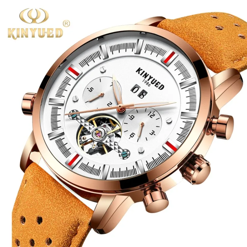

brand new watch Swiss men leather strap large dial plate Tourbillon automatic mechanical watch