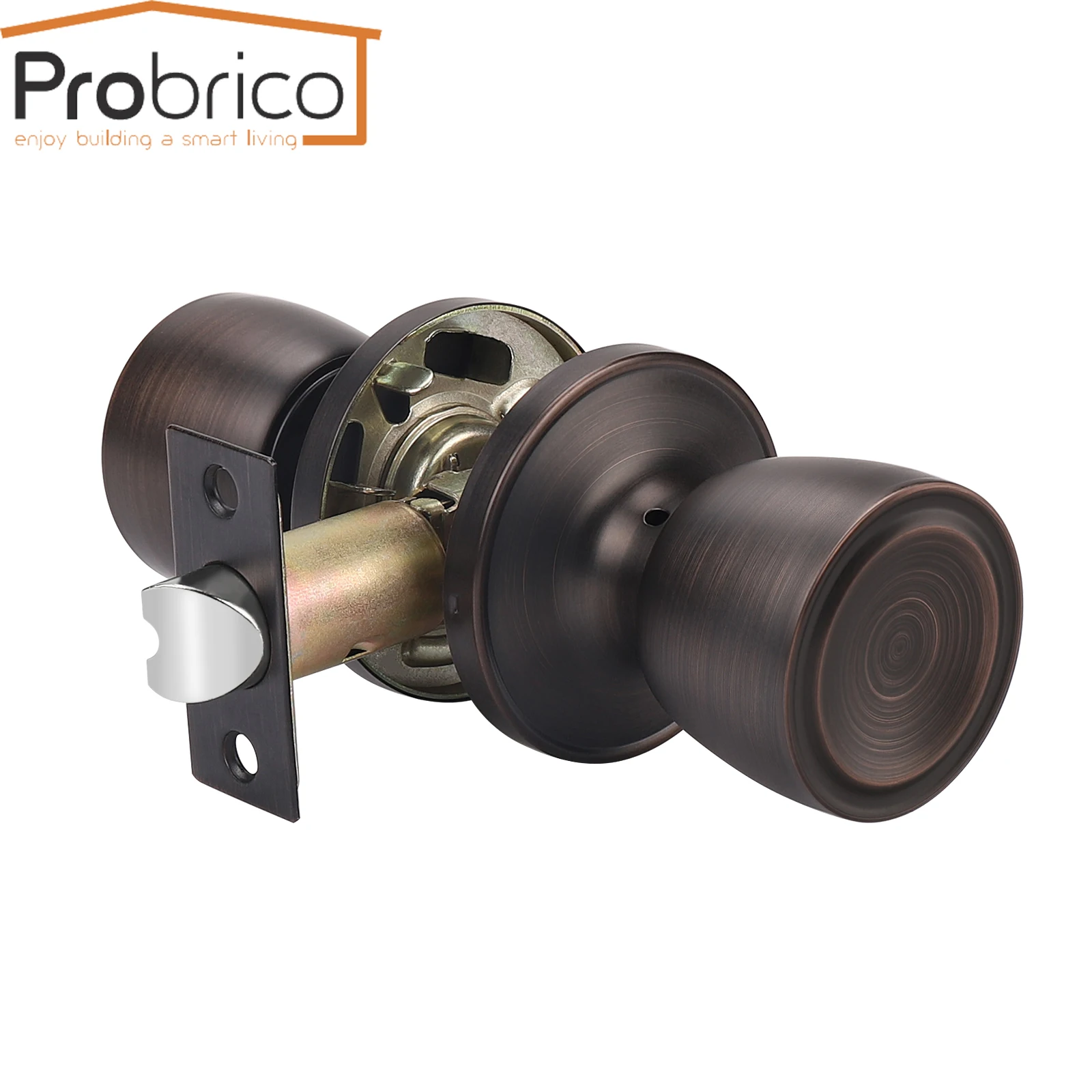 

Probrico round door handles for Interior doors front back wooden gate knobs with latch keyless laundry room door lock handle set