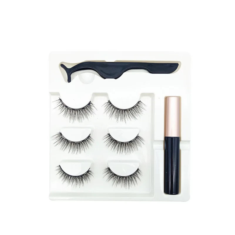 

3 Pairs 3D Magnetic Eyelashes Magnet Eyeliner Fake lashes Waterproof Liquid Long Lasting Eyelashes Set for Makeup